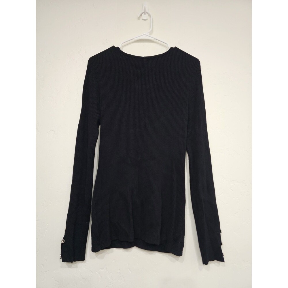 Cache Women’s Black Sweatshirt With Bottons In Sleeves Size Large - Picture 3 of 7